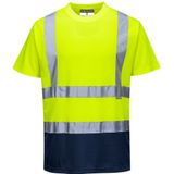 YeNa - Tweekleuren T-shirt - Oranje - Katoen - Reflecterende Striping