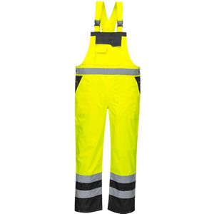 Portwest S488 Heren Waterdichte Hoog Zichtbare Ademende Contrast Regen Tuinbroek Geel/Zwart, L