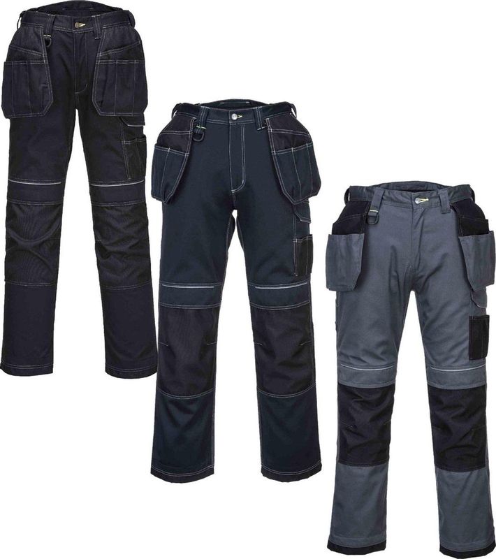 Portwest pw3 holster werkbroek t602 Grijs + gratis kniestukken Maat : 36 / EU: 52 / FR: 46