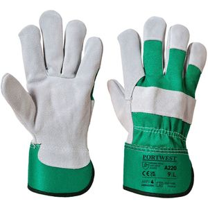 Portwest A220 Premium Chrome Rigger Handschoen, Normaal, Grootte XL, Groen