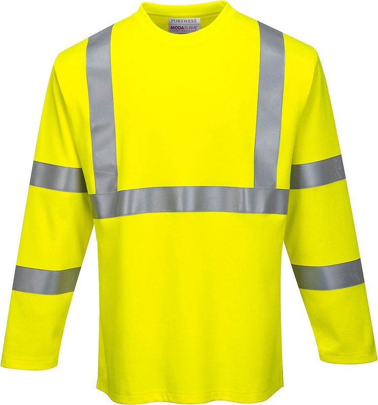 FR96 - Vlamvertragend Hi-Vis T-Shirt met lange mouwen Geel maat L