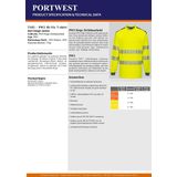 Portwest - PW3 Hi-Vis T-shirt - Geel/Zwart - Lange Mouw - 4XL