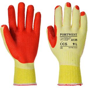 Portwest A135Y1RL anti-slip handschoenen, latex, maat L, geel / oranje