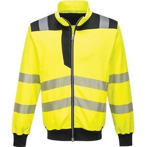 Portwest - PW3 Hi-Vis Sweatshirt - Geel - Reflecterend - Met Rits en 3 Zakken