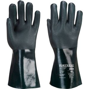 Portwest Dubbel Gedompelde PVC-handschoen 35cm - Groen - XL