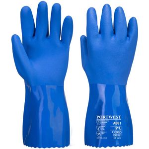 Portwest Chemiebestendige blauwe PVC handschoen - Blauw - XL