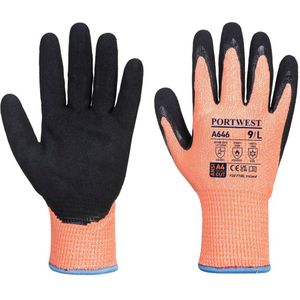 Portwest Vis-Tex winter HR snijbestendige Nitril handschoenen - Oranje/zwart - XXL