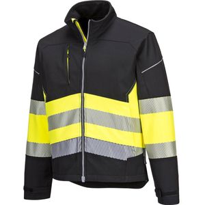 Portwest PW3 Hi-Vis Softshell jack (3L) Klasse 1 PW375 - Zwart/Geel - XS