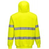 B305-Hi-Vis Zipsweater met capuchon en rits Geel met relflectie strepen