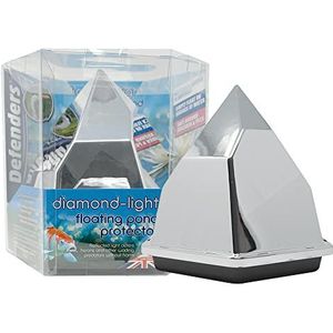 De zoem vijverbescherming van Defenders, in diamantvorm, lichtreflecterend (drijvende piramide beschermt tuinvijvers, diervriendelijke reigerafschrikking)