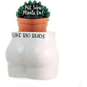 Boxer Gifts Like Big Buds nieuwigheid lichaamsvorm bloempot | Grappig en grof keramisch cadeau voor woondecoratie, wit, één maat