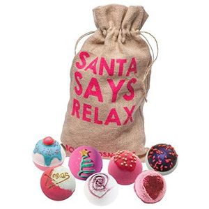 Bomb Cosmetics Santa Says Relax handgemaakte geschenkverpakking voor Hessische badblaster [7-delig], 1,1 kg