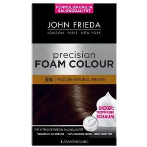 John Frieda Precision Foam Colour 5N Medium Natural Brown Medium Brown Permanente haarkleuring in schuimvorm, perfecte en gelijkmatige dekking, voor 1 toepassing