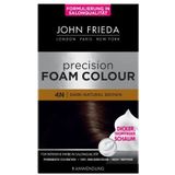 John Frieda Precision Foam Colour 4N Dark Natural Brown donkerbruin, permanente schuimverf, perfecte en gelijkmatige dekking voor 1 toepassing