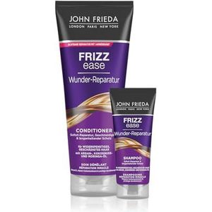 John Frieda Après-shampoing Wunder-Reparatur + mini shampoing gratuit – Contenu : 250 ml + 50 ml – Série Frizz Ease – Cheveux rebelles et frisés