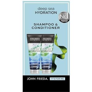 John Frieda Deep Sea Hydration Set Shampoo, 250 ml & Conditioner, 250 ml - Haartype: vochtig, droog - SLS SLES sulfaatvrij - met voedingsrijke zeewier