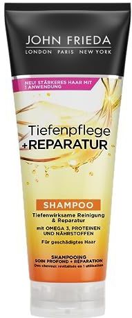 John Frieda Diepe verzorging + reparatieshampoo, inhoud 250 ml, diepwerkende reiniging en reparatie, voor beschadigd, extreem beschadigd haar