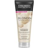 John Frieda Blonde+ Repair System Bond Building Shampoo 250 ml voor lichter beschadigd haar met Bond Building Plex