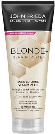 John Frieda Blonde+ Repair System Bond Building Shampoo 250 ml voor lichter beschadigd haar met Bond Building Plex