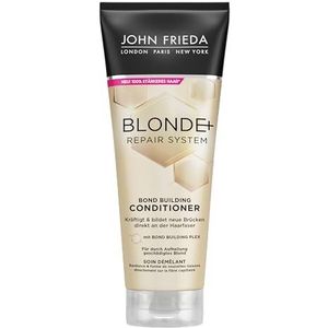 John Frieda Blonde+ Repair System Conditioner - Met Bond Building Plex - Inhoud: 250 ml - Voor door bleken beschadigd blond - Versterkt en vormt nieuwe bruggen direct op de haarvezel