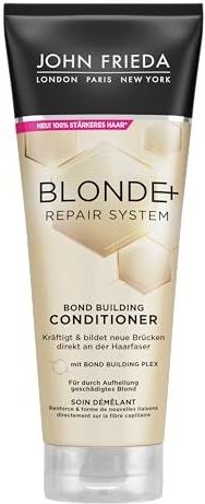 John Frieda BLONDE+ Repair System Conditioner - met Bond Building Plex - Inhoud: 250 ml - Voor blondines beschadigd door lichter worden - versterkt en vormt nieuwe bruggen direct op