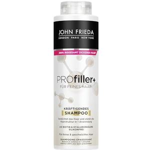 John Frieda Profiller+ Shampoo, inhoud: 500 ml, haartype: fijn, verzwakt - versterkt de haarstructuur in één toepassing - siliconenvrij - voordeelmaat / grootte van