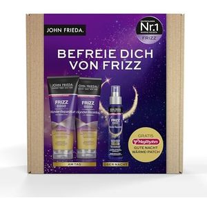 John Frieda Wunder Reparatie Voordeelset - Inhoud: shampoo, 250 ml + conditioner, 250 ml + Night Wunder vochtspray, 100 ml - Voor weerbarstig pluizig haar - Frizz Ease Serie