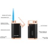 Colibri - Belmont - Aansteker - Zwart-Roségoud - Single Jetflame, Windbestendig, Hervulbaar