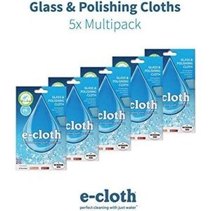 E-Cloth Microvezel-reinigingsdoekje voor glas en polijsten, herbruikbaar, verschillende kleuren, 5 stuks