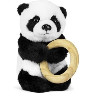 Living Nature Baby Panda Pluche dier, inclusief bijtring, wollig en behaaglijk jungledier, zacht speelgoedcadeau voor pasgeborenen en baby's, Naturli milieuvriendelijk