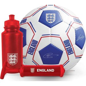 Reydon Cadeau-set Engeland Wit/blauw/rood 3-delig voetbal drinkbus en voetbalpomp