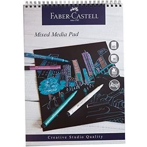 Faber-Castell - Creative Studio A3 papierblok - 30 vellen per blok - zwart papier - A3 papierblok voor schetsen, kunst en knutselen en nog veel meer - ideaal als aanvulling op je knutselbox - kraftpapier A3