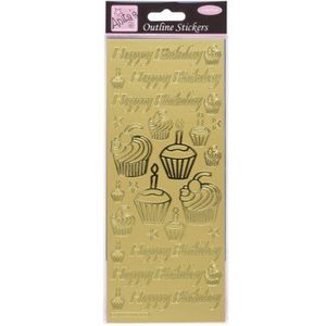 Anitas Outline Stickers, Verjaardag Cupcake, Goud, Voor Scrapbooking, Kaarten Maken, Kinderen Spelen, Huiswerk, Kunst, Ambacht, Embelish, Decoratief, Papier, Kaart, Glas, Metaal, Kunststof, Schuim