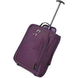 5Steden 50cm Lichtgewicht Trolley Hand Bagage Bag - Goedgekeurd Ryanair & Easyjet 2 Wheel Cabin Carry On Board Baggage. 42L reistas tas met hangslot. (50CM, pruim)