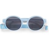 Originele Dooky Fidji ronde zonnebril voor meisjes en jongens, geschikt voor kleine kinderen en baby's, UV-A & UV-B-bescherming, splintervrije lens met verstelbare en afneembare band), blauw