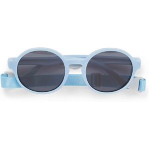 Originele Dooky Fiji ronde zonnebril voor meisjes en jongens, geschikt voor peuters en baby's, UV-A & UV-B bescherming, splintervrije lens met verstelbaar & afneembaar bandje), blauw