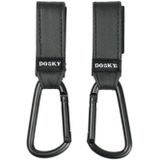 Dooky Buggy/Kinderwagen Haak klein 2 stuks - Zwart