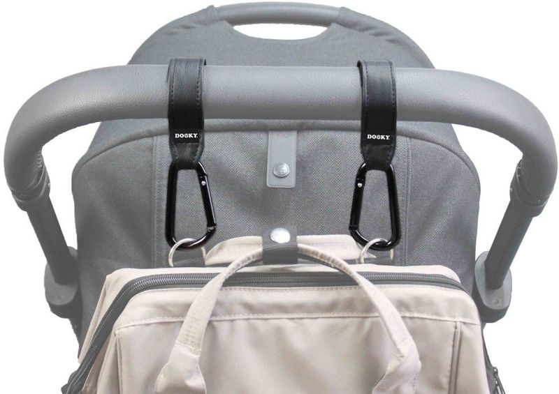 Dooky Buggy/Kinderwagen Haak klein 2 stuks - Zwart