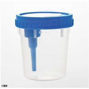 BD urinebeker van polypropyleen, met transferunit 120 ml - 200 stuks