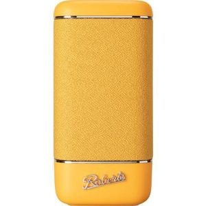 Roberts Beacon 325 Bluetooth-luidspreker, draagbaar, oplaadbaar, batterijduur 12 uur, twee passieve basradiatoren, vintage design, bluetooth, streaming, AUX-ingang, zonnegeel