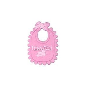 Club Green Slabbetje met opschrift ""It's a Girl"", 70 x 100 mm, stof, 24,2 x 13,2 x 3,3 cm, roze