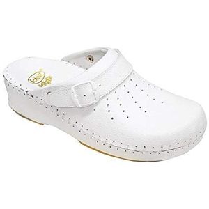 Scholl Clog B/S Adapta Lea-w, medische gezondheidsklompen voor dames, Wit, 42 EU