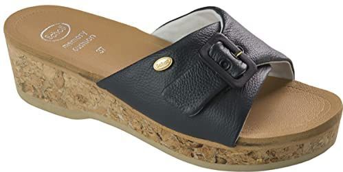 Scholl - Wappy - Slipper - Blauw - Leer - Klittenband Sluiting