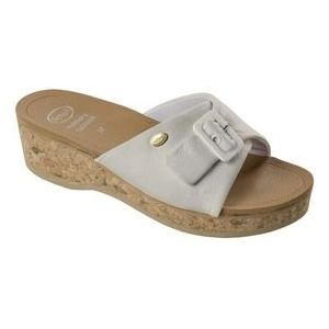 Scholl - Wappy - Slipper - Wit - Leer - Rubber Zool