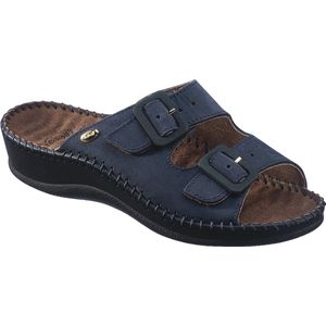 Scholl - Weekend - Slipper - Blauw - Leer - Met Gesp Sluiting