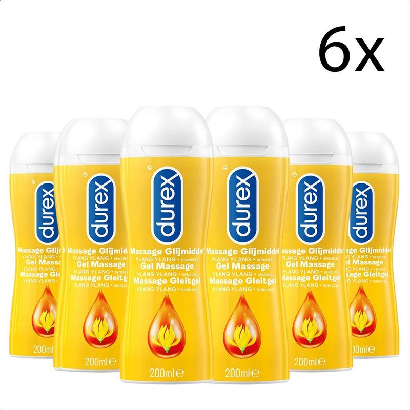Durex Massage Olie en Glijmiddel 2-in-1 - Sensual met Ylang Ylang - 200ml x6