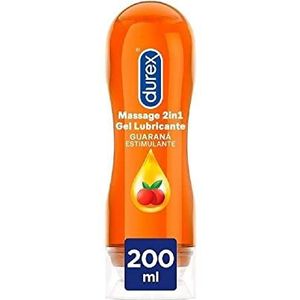 Durex Glijmiddel Play 2-in-1 massage Guarana – glijmiddel op waterbasis met stimulerende guarana-extracten voor sensuele intieme massage – 1 x 200 ml in dispenser