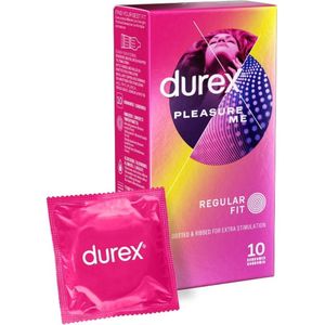 Durex Pleasure Me condooms 10 stuks Met Ribbels en Nopjes voor maximaal genot Hoge Kwantumkorting