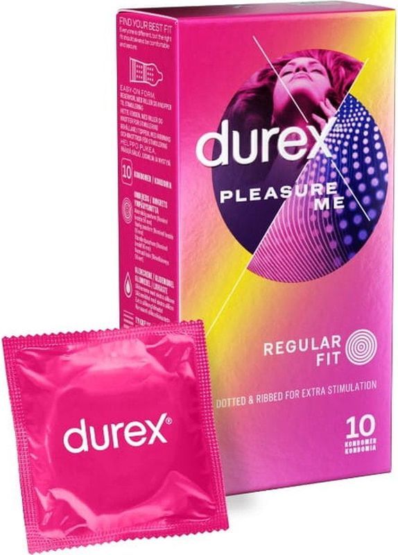 Durex Pleasure Me condooms 10 stuks Met Ribbels en Nopjes voor maximaal genot Hoge Kwantumkorting