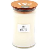 Woodwick - Large Hourglass - Geurkaars - White Tea & Jasmine - Houten Lont
